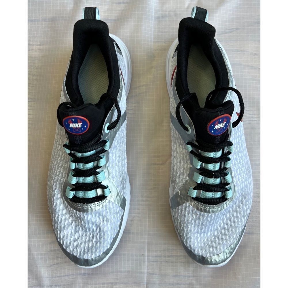 Nike Youth Renew Running Sneaker Rival White Silver Shoe Red Swoosh Size 7 - Picture 7 of 11